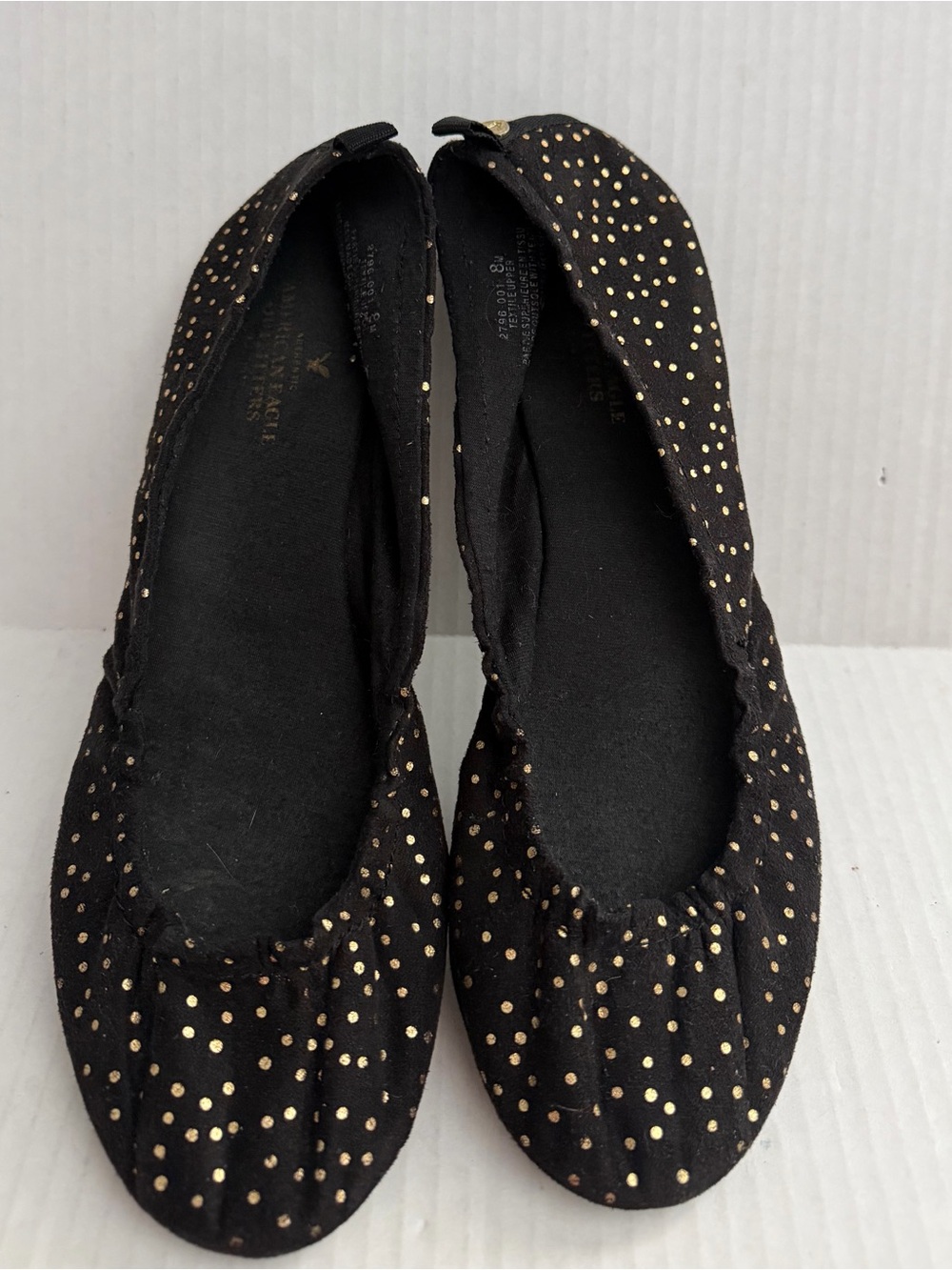 American Eagle Outfitters Black Ballet Flats with Gold Dot Accents